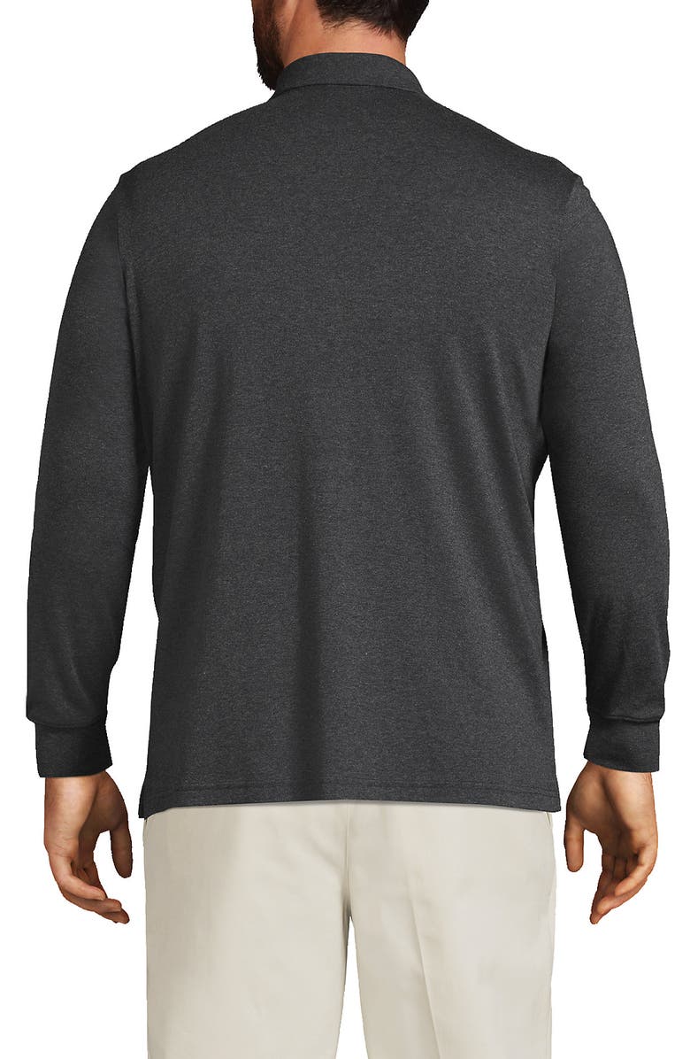 Lands' End Long Sleeve Cotton Supima Polo Shirt, Alternate, color, Dark Charcoal Heather