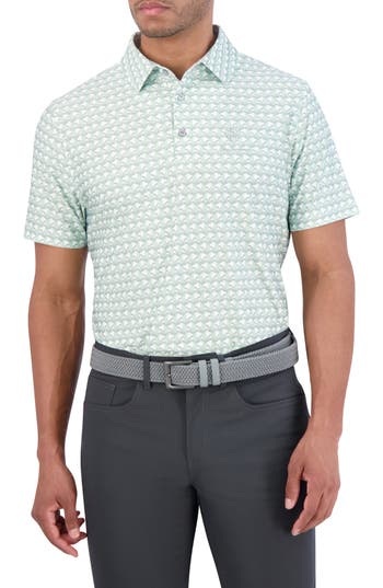 Ben Sherman Art Deco Tech Jersey Golf Polo In Green