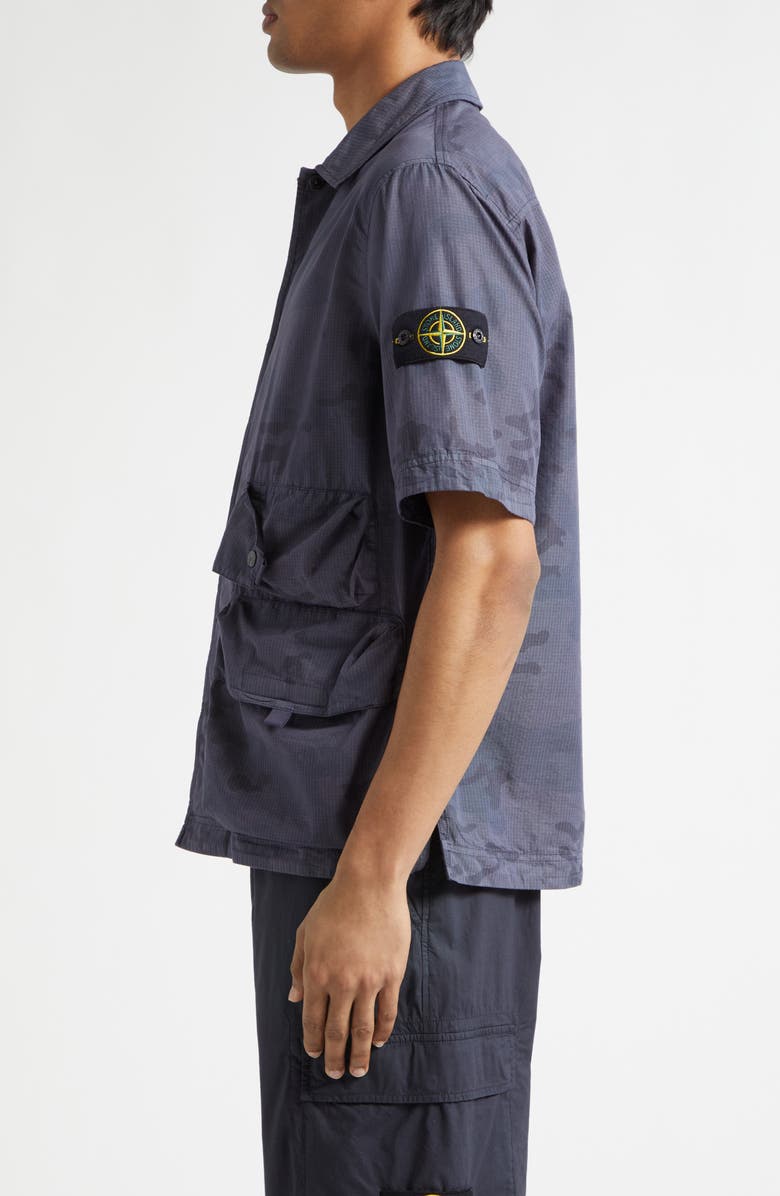 Stone Island Camo Ripstop Utility Shirt, Alternate, color, Blue Grey