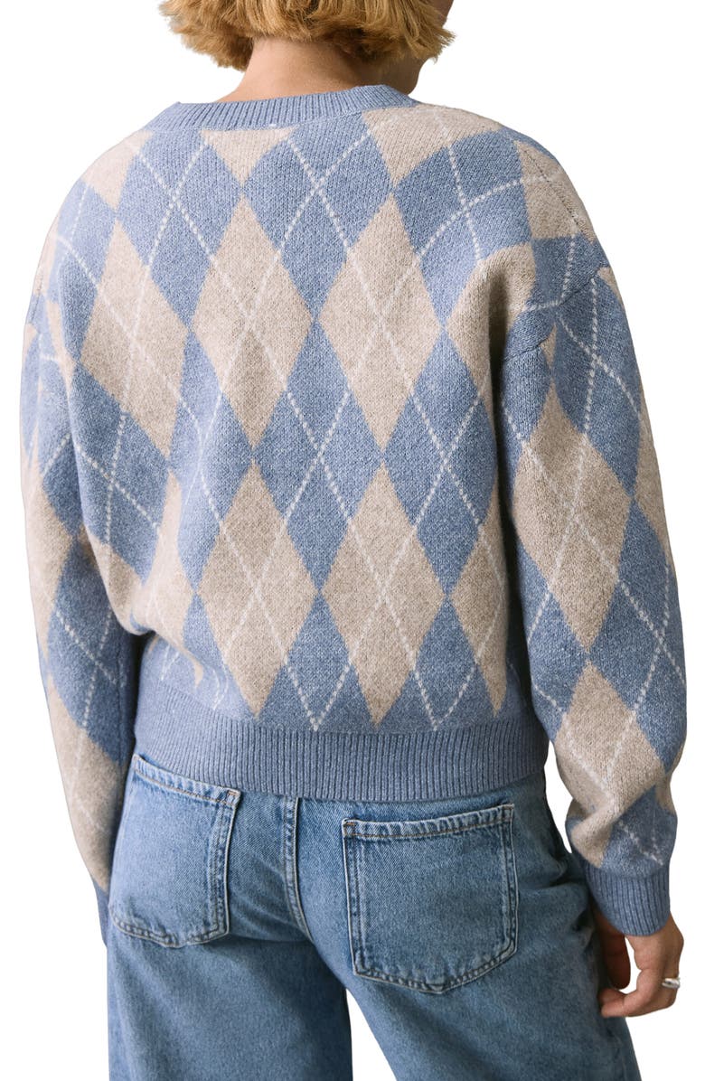 MANGO TEEN Argyle Sweater, Alternate, color, Blue