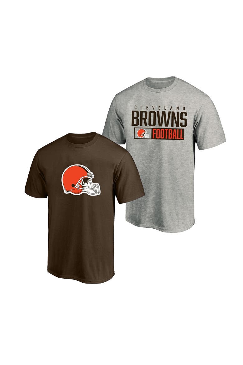 Men's Fanatics  Heather Gray/Brown Cleveland Browns Big & Tall 2-Pack T-Shirt Set, Main, color, Heather Gray