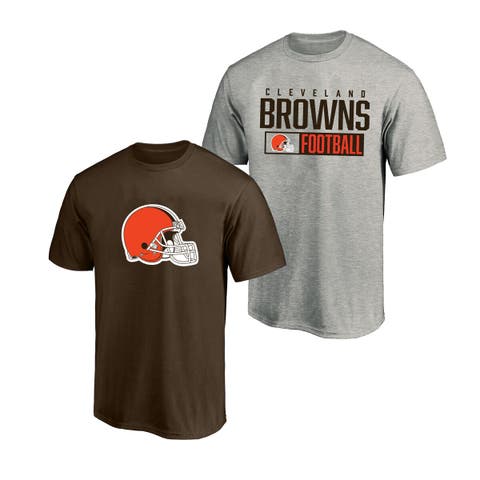 Men's Fanatics  Heather Gray/Brown Cleveland Browns Big & Tall 2-Pack T-Shirt Set