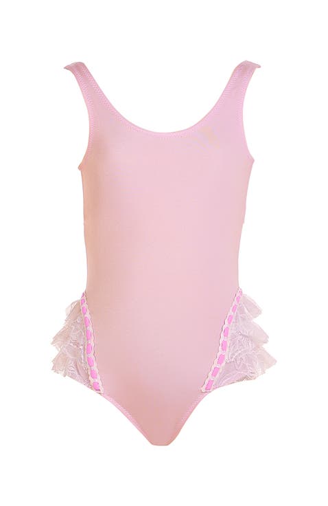 Triple-Layered Lace Ruffle One-Piece Swimsuit