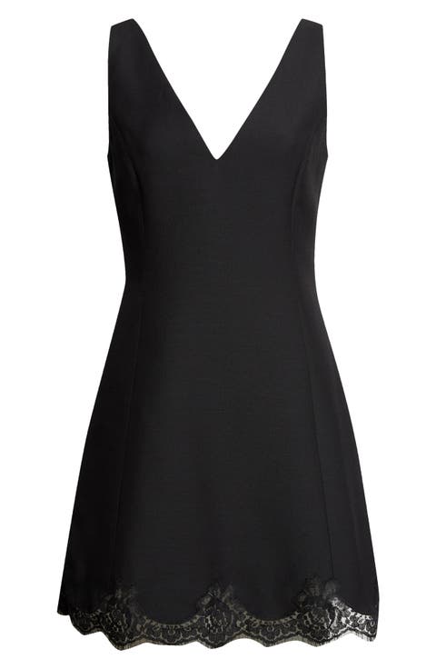 Lace Trim Crepe Minidress
