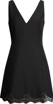 Valentino Garavani Lace Trim Crepe Minidress