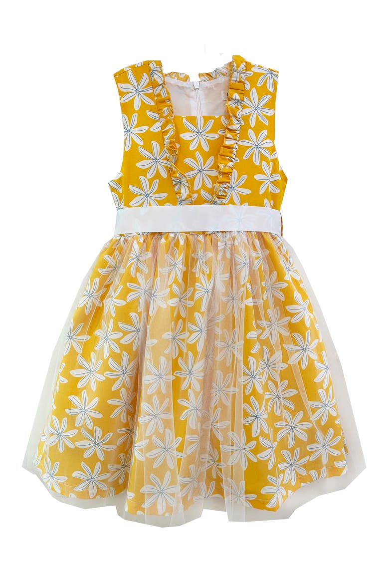 Kids' Tulle Overlay Sleeveless Dress, Main, color, PASTEL YELLOW