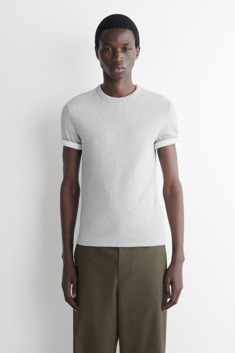 Slim Ribbed Cotton T-shirt, Main, color, LIGHT GRAY
