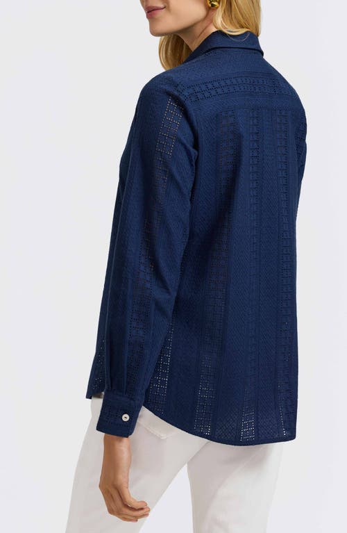 FOXCROFT FOXCROFT ZOEY MIXED STITCH BUTTON-UP SHIRT 