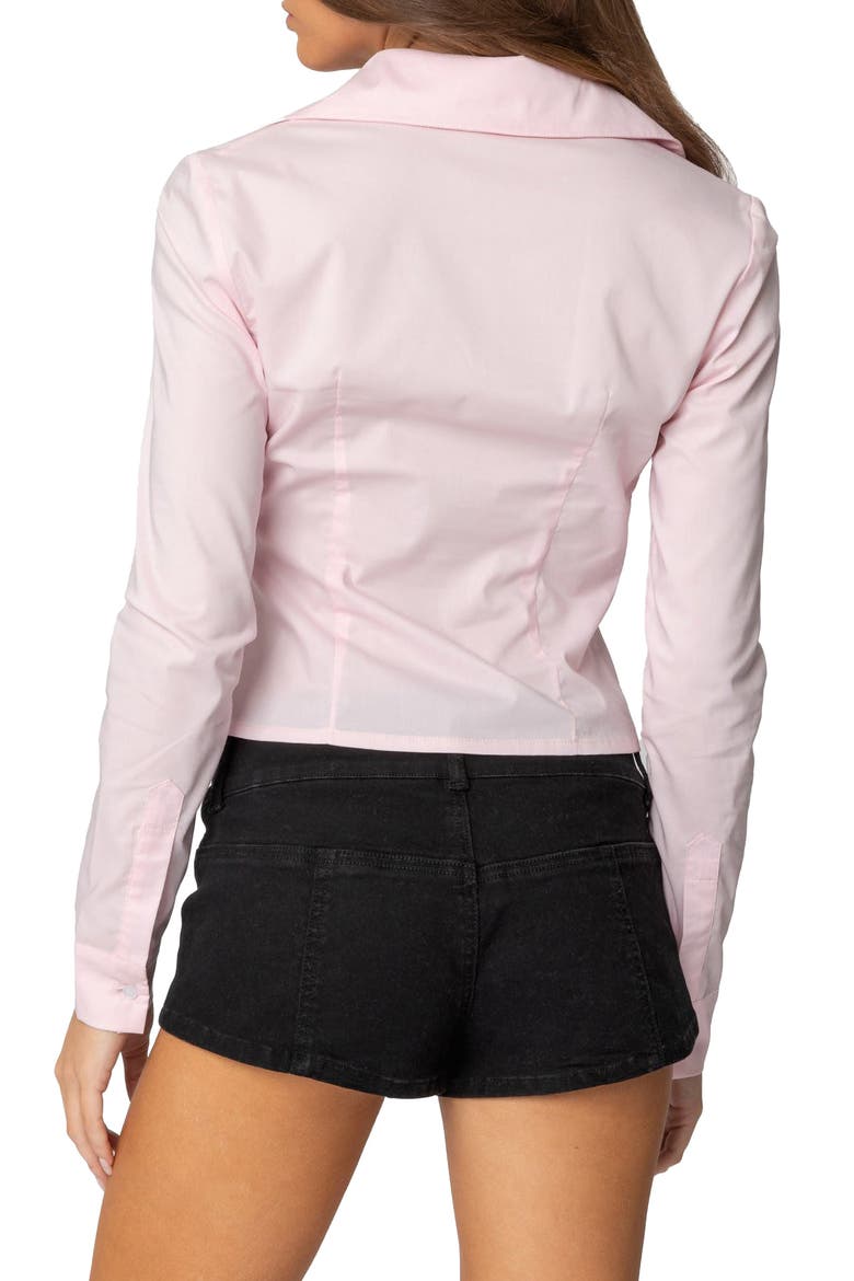 Delphina Ruched Button-Up Shirt, Alternate, color, LIGHT-PINK