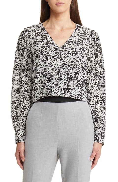 Baluta Confetti Print Silk Popover Blouse