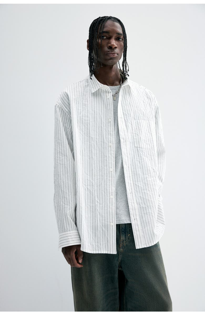 H&M Relaxed Fit Shirt, Alternate, color, White/Pinstriped