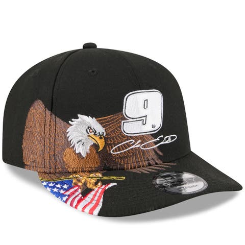 Men's New Era Black Chase Elliott Patriotic Eagle & Flag A-Frame 9FIFTY Snapback Hat