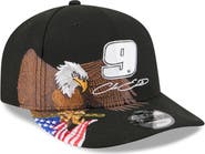 New Era Men's New Era Black Chase Elliott Patriotic Eagle & Flag A-Frame 9FIFTY Snapback Hat