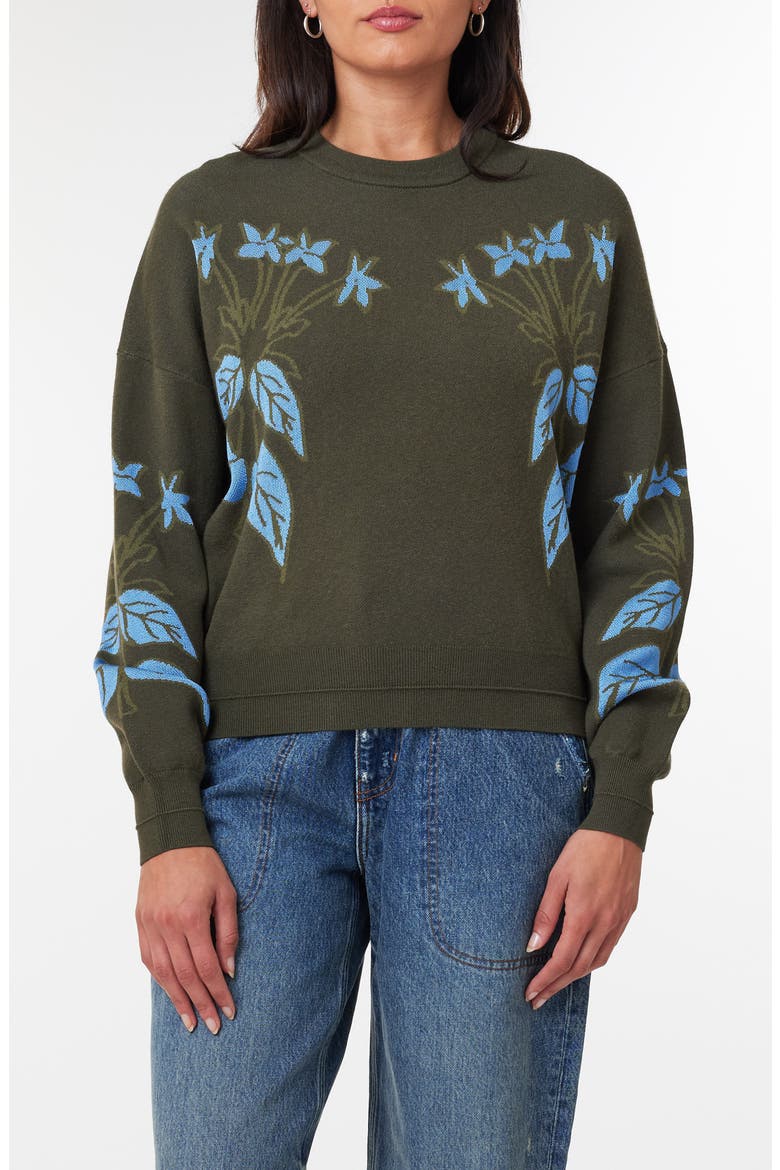 Floral Jacquard Sweatshirt, Main, color, CLASSIC GREEN