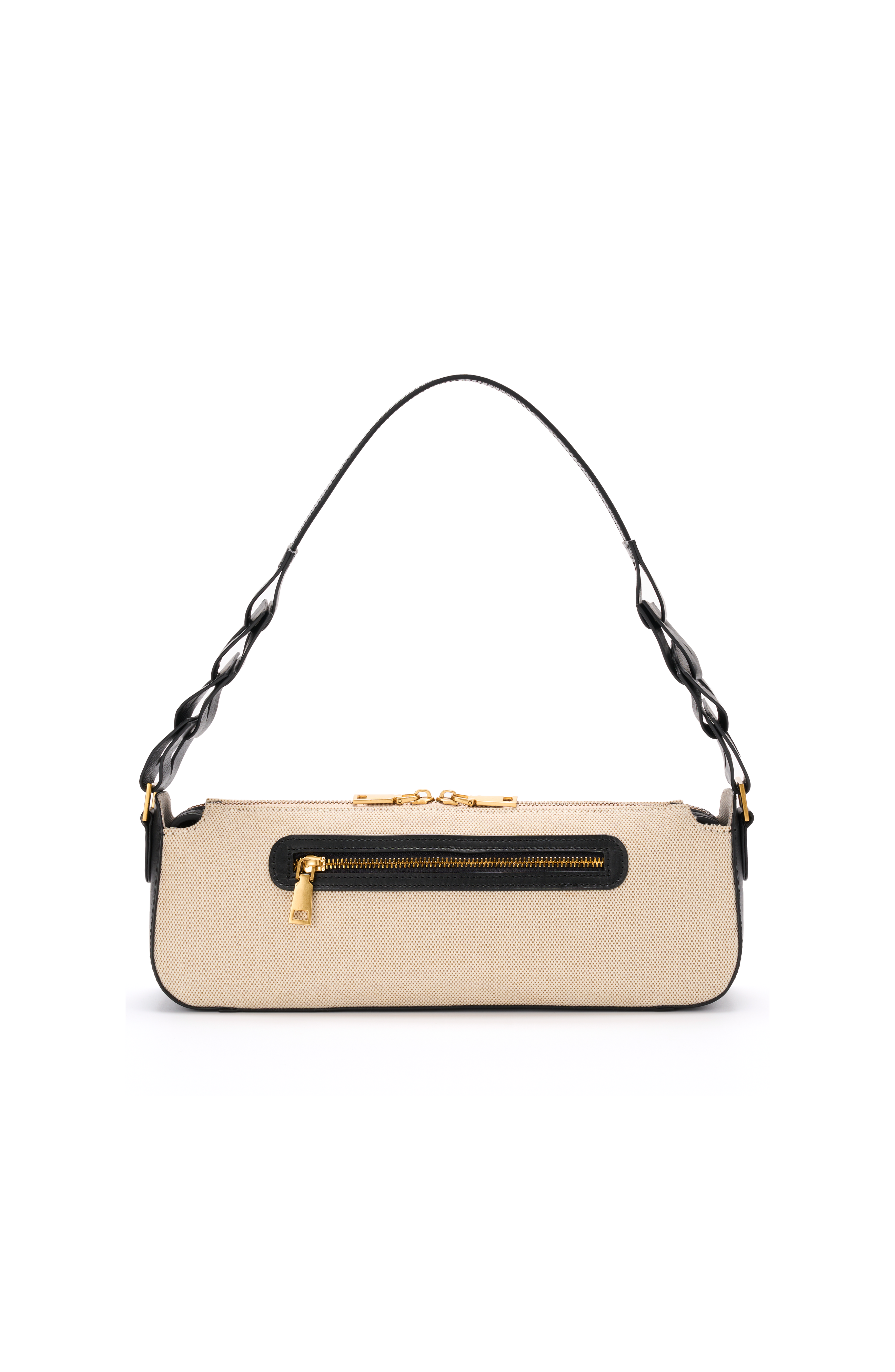 JURGI MANO Canvas and Leather  Shoulder Bag, Alternate, color, Beige/Black