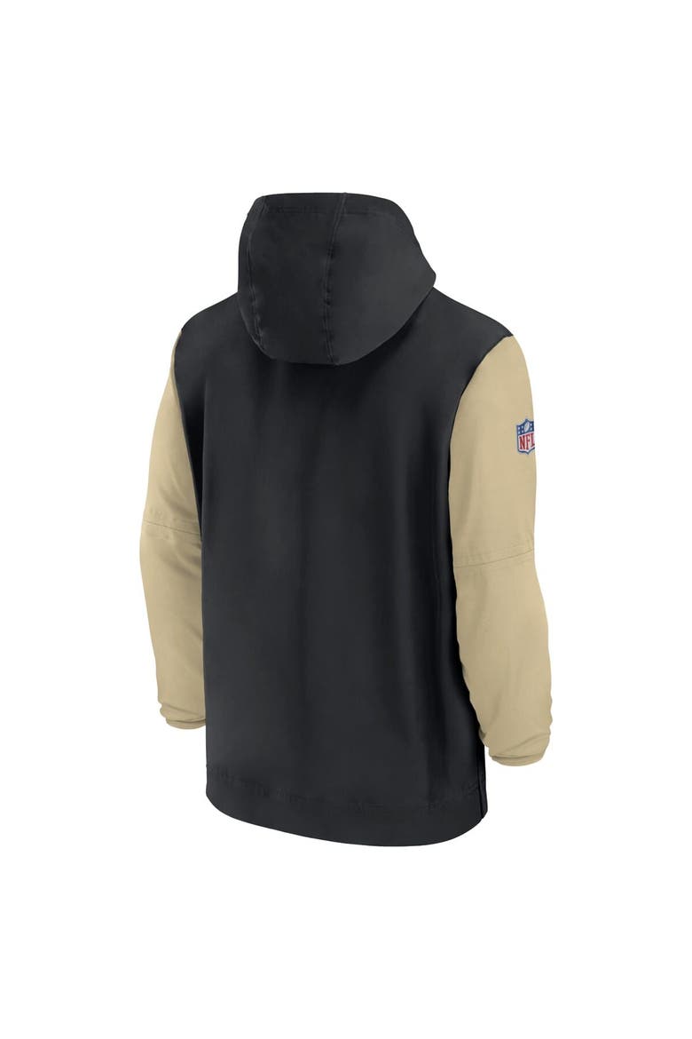 Men's Nike Black/Gold New Orleans Saints 2024/25 Sideline Pre-Game Player 1/2-Zip Hoodie Jacket, Alternate, color, Black