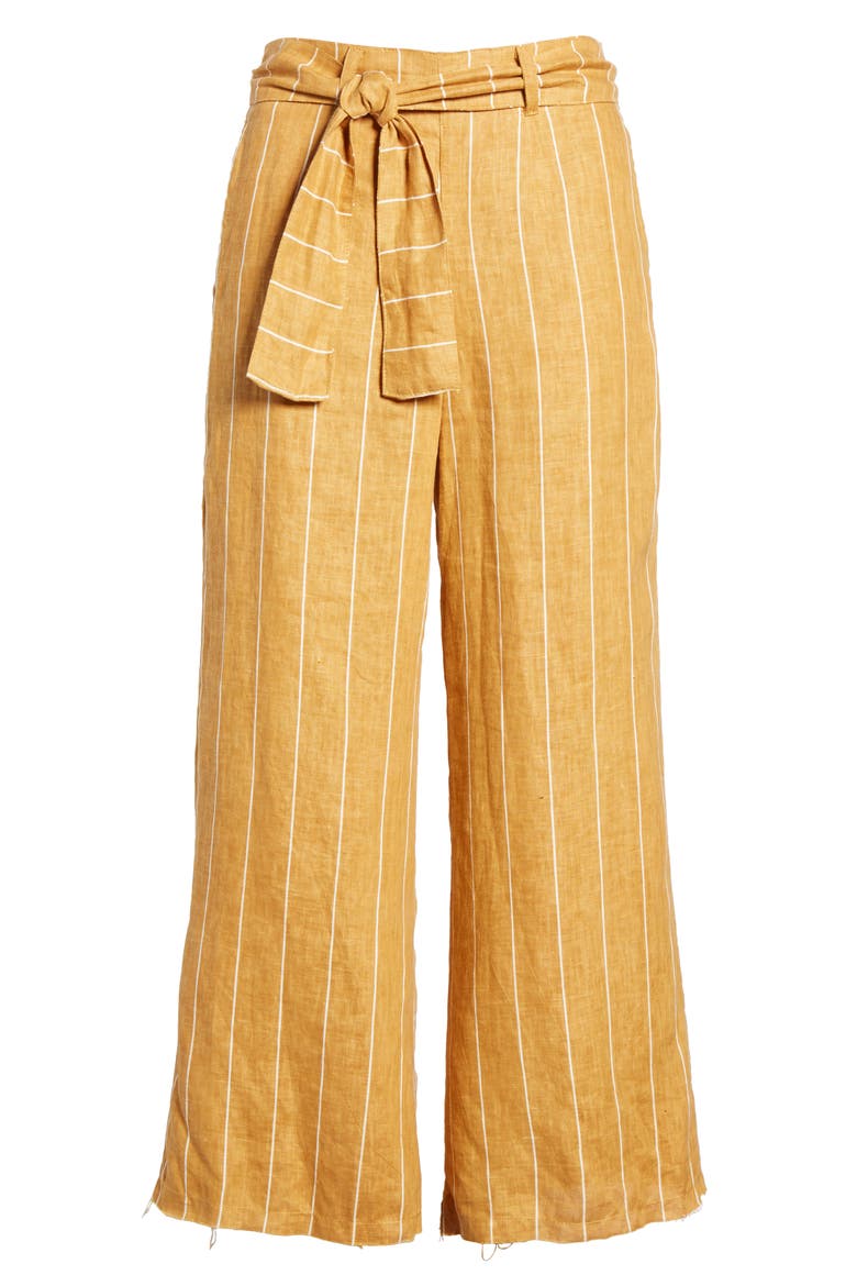 Como Wide Leg Crop Linen Pants, Alternate, color, COPENHAGEN STRIPE