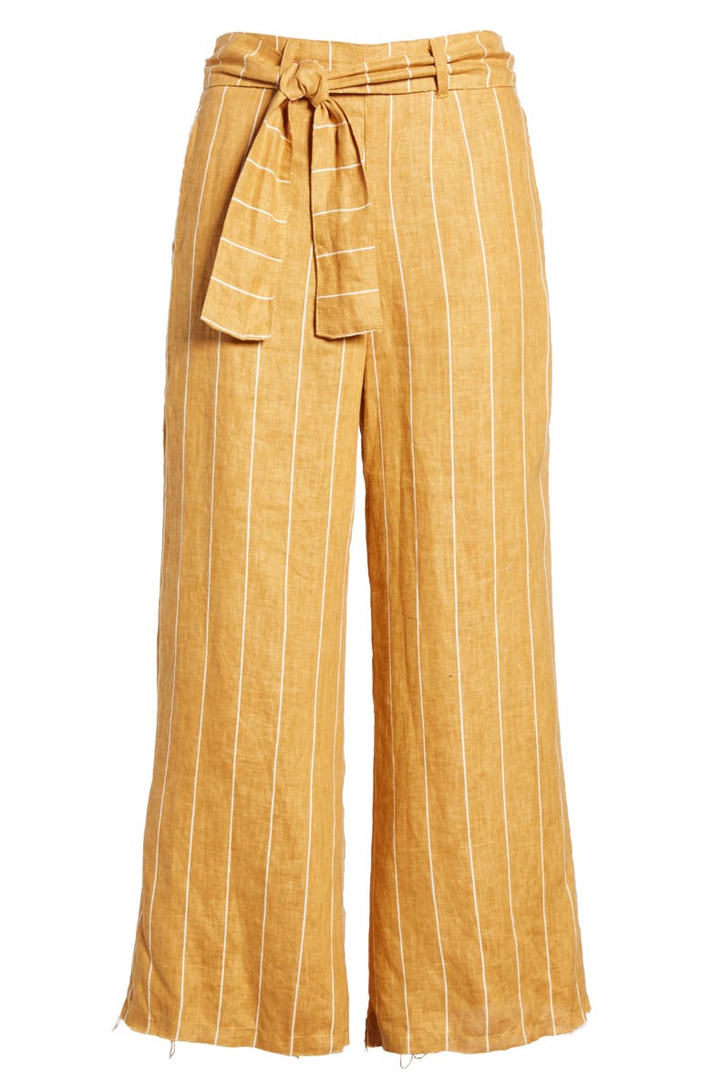 Faithfull the Brand Como Wide Leg Crop Linen Pants, Alternate, color, 