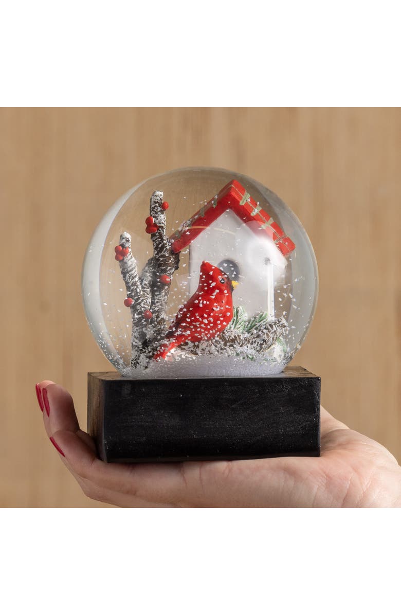Transpac Glass Snow Globe Birdhouse Cardinal Decorative Figurine, Alternate, color,