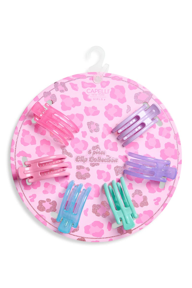 Kids' 6-Piece Hair Clip Set, Alternate, color, PALE MULTI