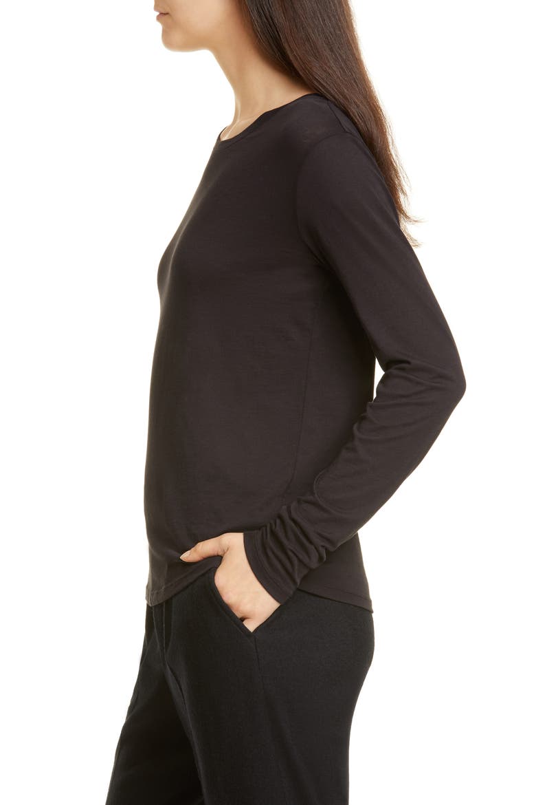 Essential Long Sleeve Crewneck Tee, Alternate, color, BLACK