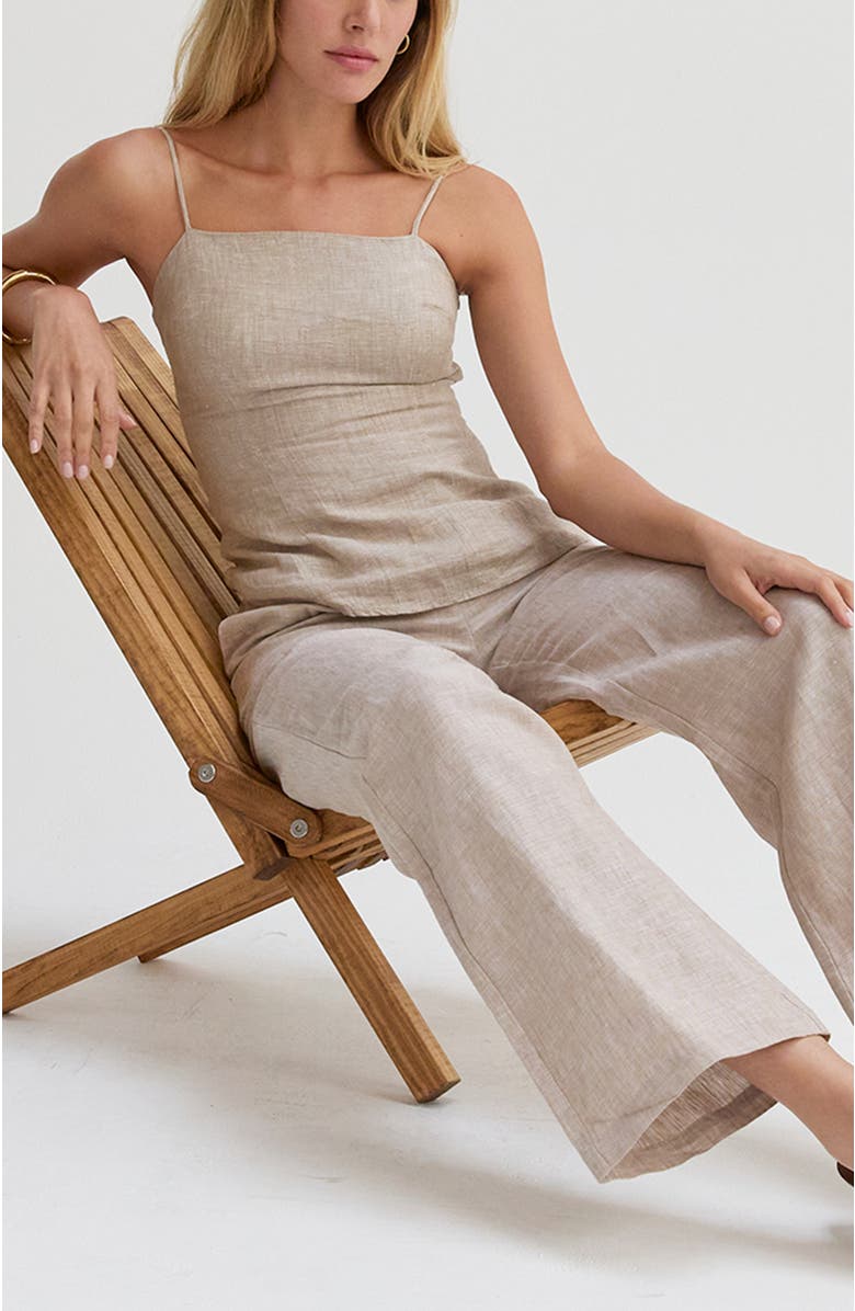 CRESCENT Sleeveless Linen Top, Alternate, color, Oatmeal