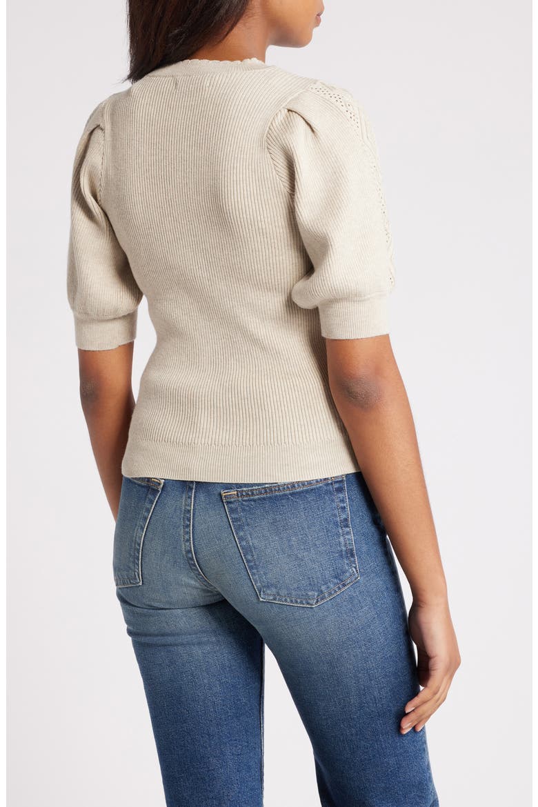 Short Sleeve Rib Sweater, Alternate, color, STONE