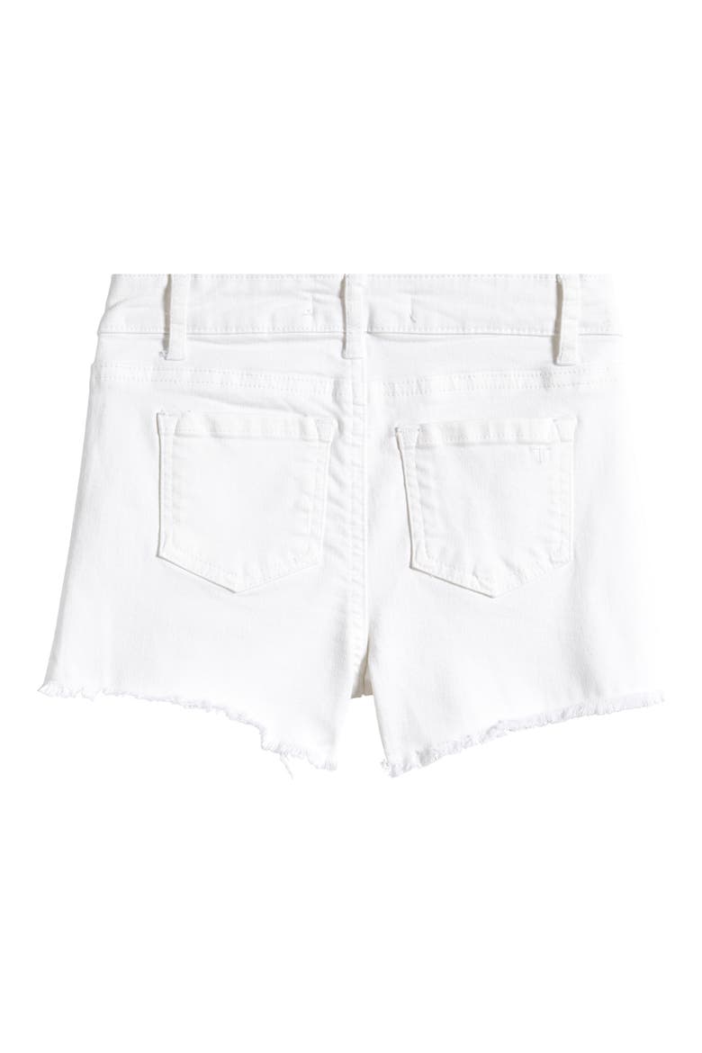 Kids' Star Embroidered Frayed Denim Shorts, Alternate, color, WHITE