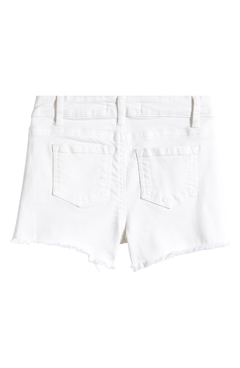 Tractr Kids' Star Embroidered Frayed Denim Shorts, Alternate, color,