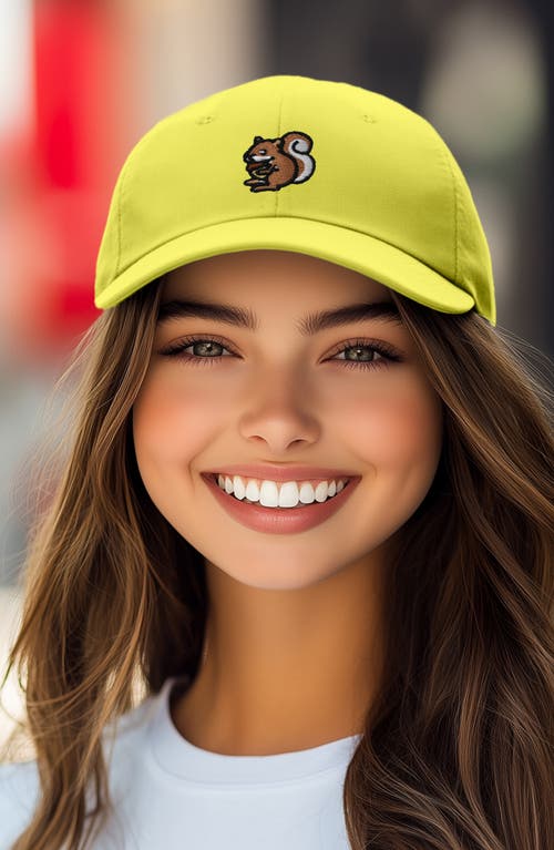 Shop Dalix Squirrel Embroidered Outdoor Cap In Yellow