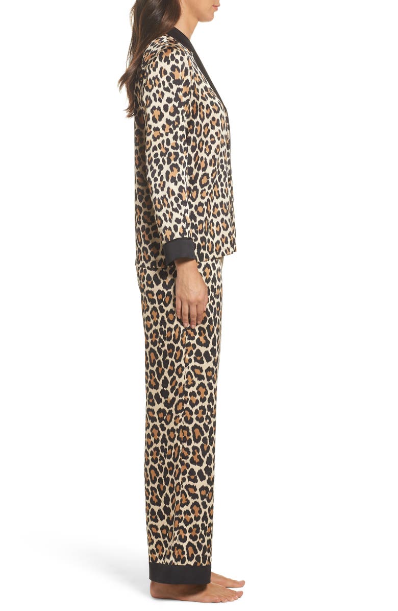 ZDNU KATE SPADE kate spade new york leopard print charmeuse pajamas & sleep mask, Alternate, color, 