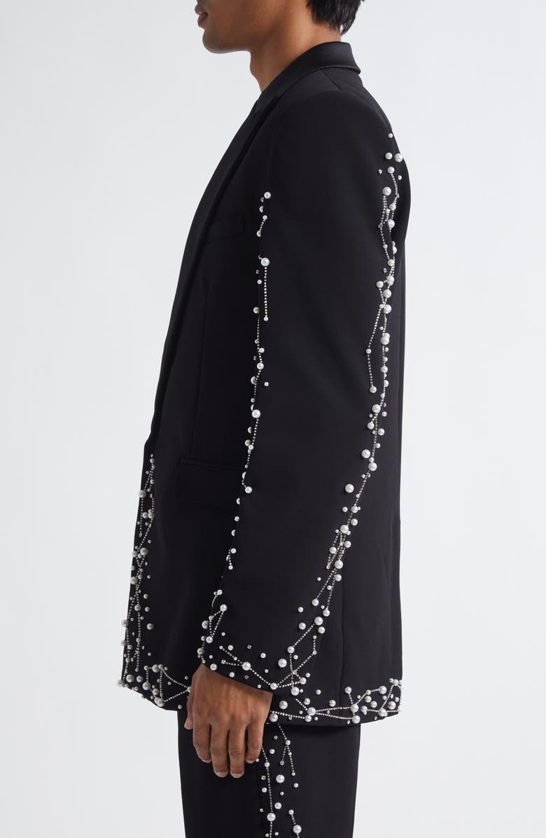 Balmain Faux Pearl & Crystal Constellation Dinner Jacket, Alternate, color, Black/ Crystal
