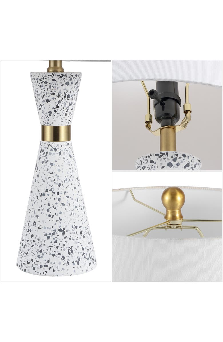 JONATHAN Y Artezza Contemporary Hourglass Terrazzo/Iron LED Table Lamp, Alternate, color, White/Gray Terrazzo