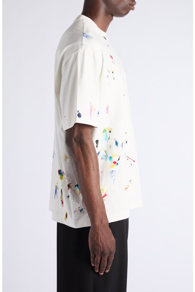 Oversize Painted Cotton T-Shirt, Alternate, color, CHALK