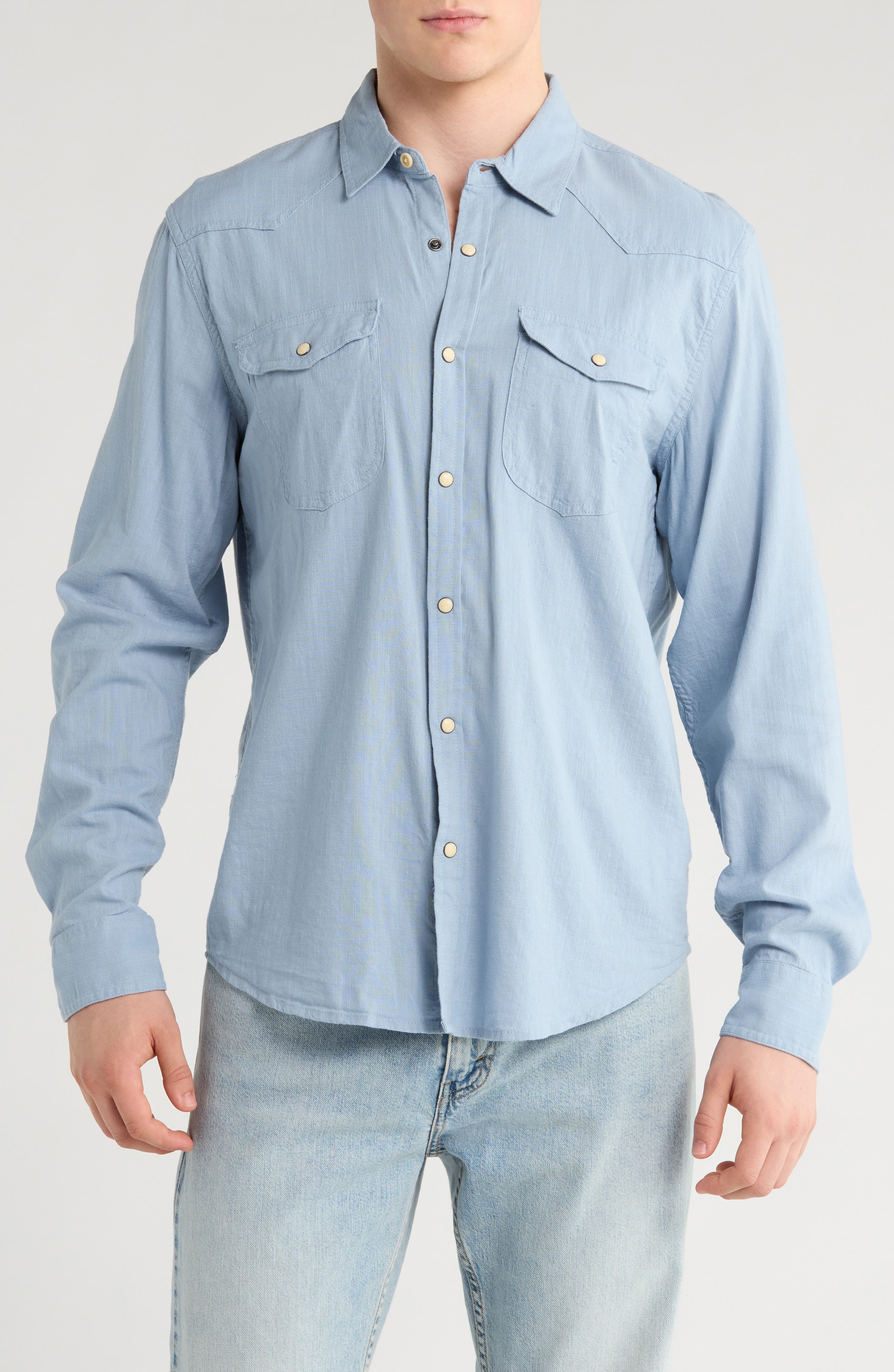Lucky Brand Santa Fe Solid Western Button-Up Shirt