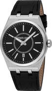 Roberto Cavalli Spirito Leather Strap Watch, 40mm