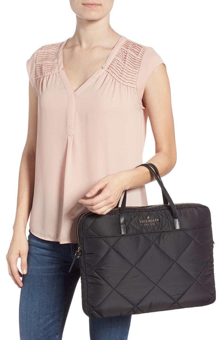 Kate Spade New York quilted nylon universal laptop commuter bag, Alternate, color,