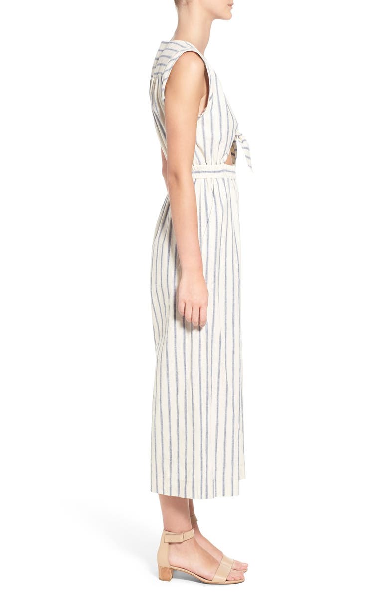 Madewell Ikat Stripe Tie Front Culotte Jumpsuit, Alternate, color, 