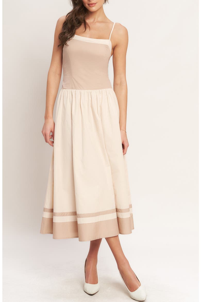 Drop Waist Midi Dress, Alternate, color, LIGHT TAUPE