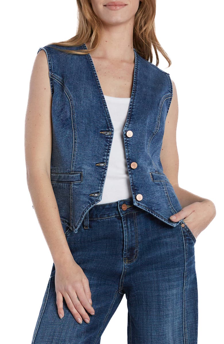 Wash Lab Denim Fitted Denim Vest, Alternate, color, 
