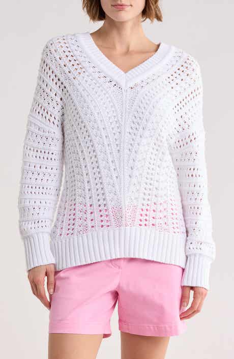 Tommy Bahama Beachy Open Stitch Cotton Sweater
