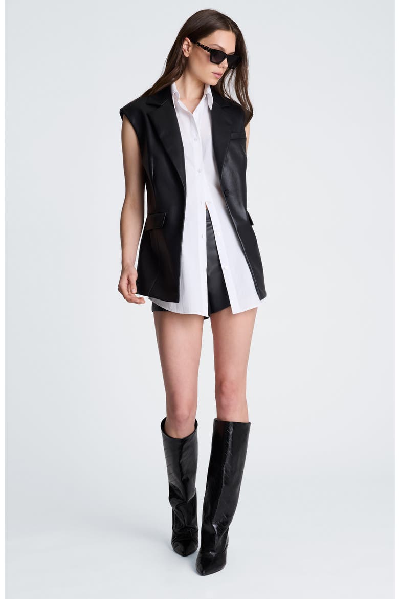 Layered Faux Leather Vest & Shirt Set, Alternate, color, BLACK/ PURE WHITE