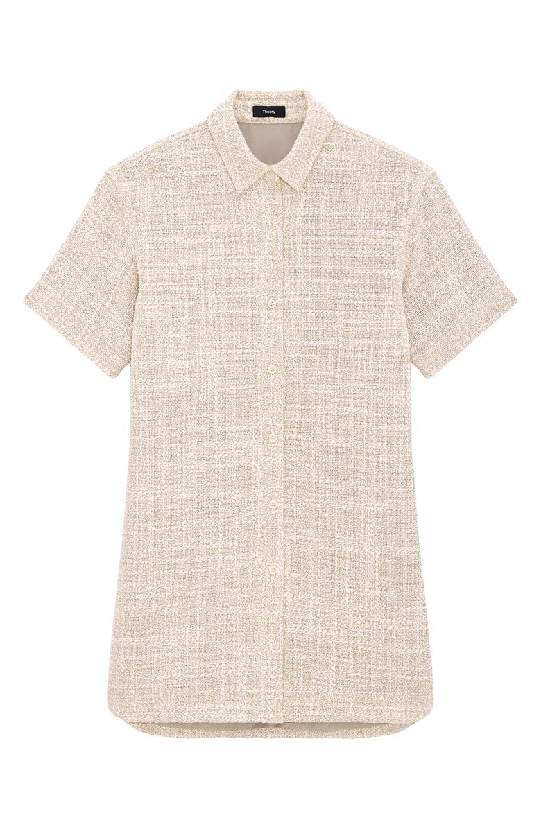 Theory Recycled Cotton Blend Tweed Shirtdress, Alternate, color, Taupe Multi