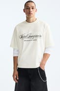 H&M Oversized Fit Printed Mesh T-shirt