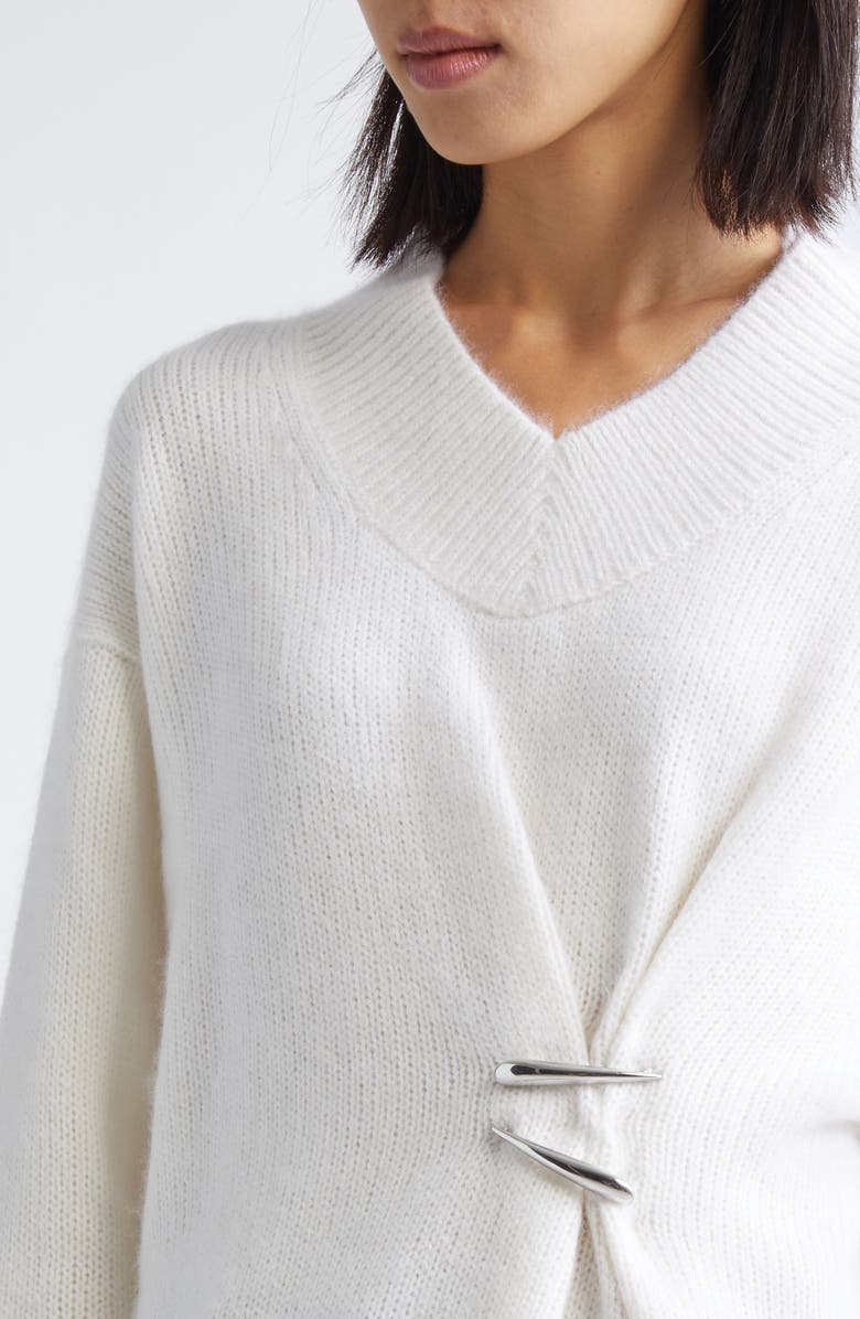 GRACE LING Claws Cashmere & Cotton Sweater, Alternate, color, Ivory