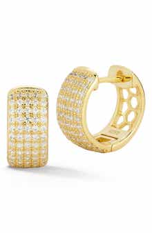 Pavé Cubic Zirconia Huggie Hoop Earrings