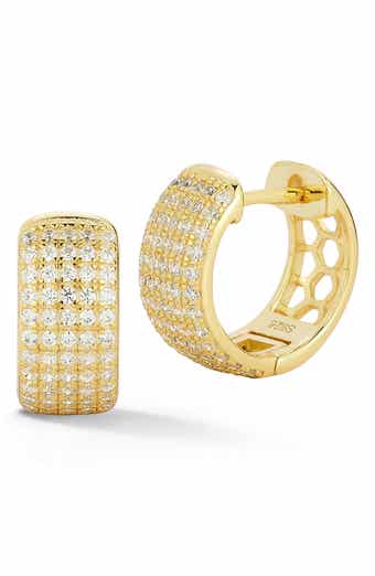 Pavé Cubic Zirconia Huggie Hoop Earrings