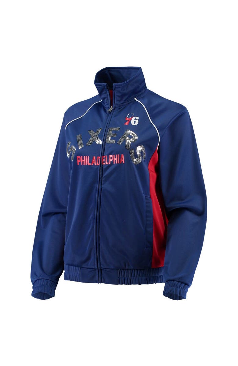 G-III 4HER BY CARL BANKS Women's G-III 4Her by Carl Banks Royal/Red Philadelphia 76ers Backfield Raglan Full-Zip Track Jacket, Alternate, color, 