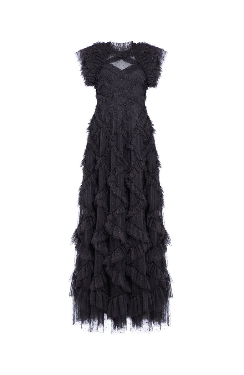 Needle & Thread Genevieve Ruffle Short Sleeve Maxi Gown, Alternate, color, Graphite