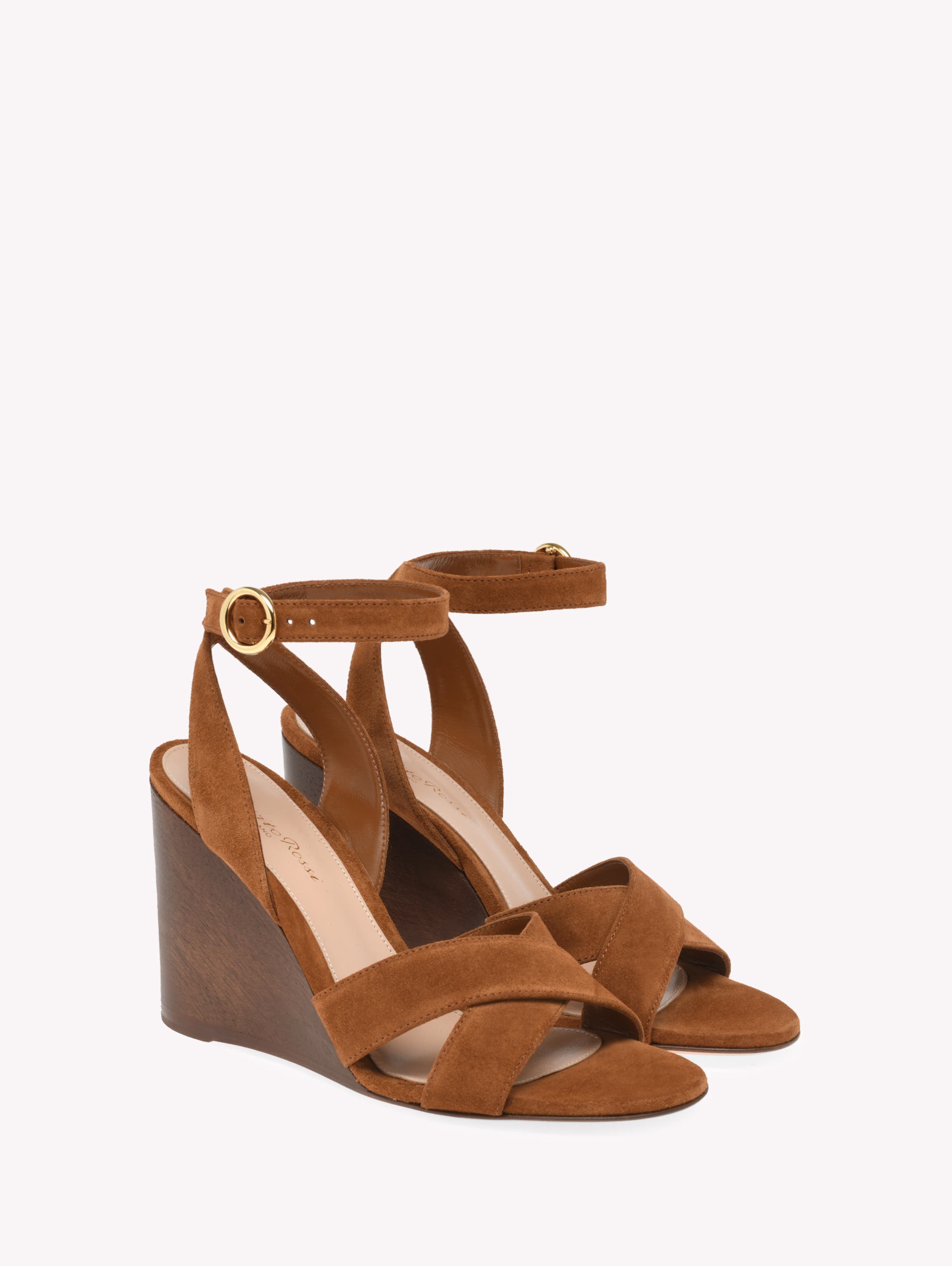 Gianvito Rossi Ines Wedge Sandal, Alternate, color, Brown Suede